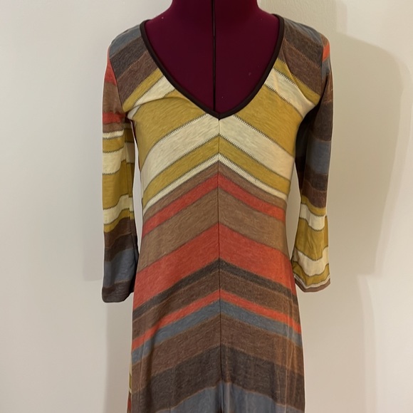 Vintage 70’s style fall chevron soft lightweight disco Bodycon dress small - Picture 2 of 12